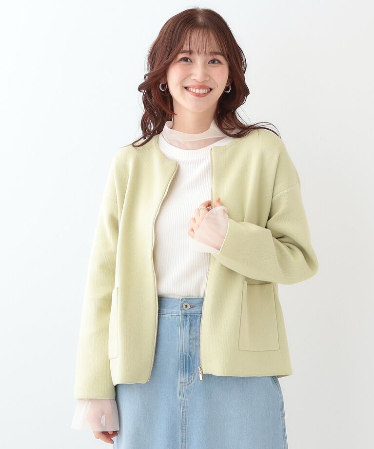 SHOO･LA･RUE「【S-LL】ジャガードZIPニットカーディガン」|カーディガン|