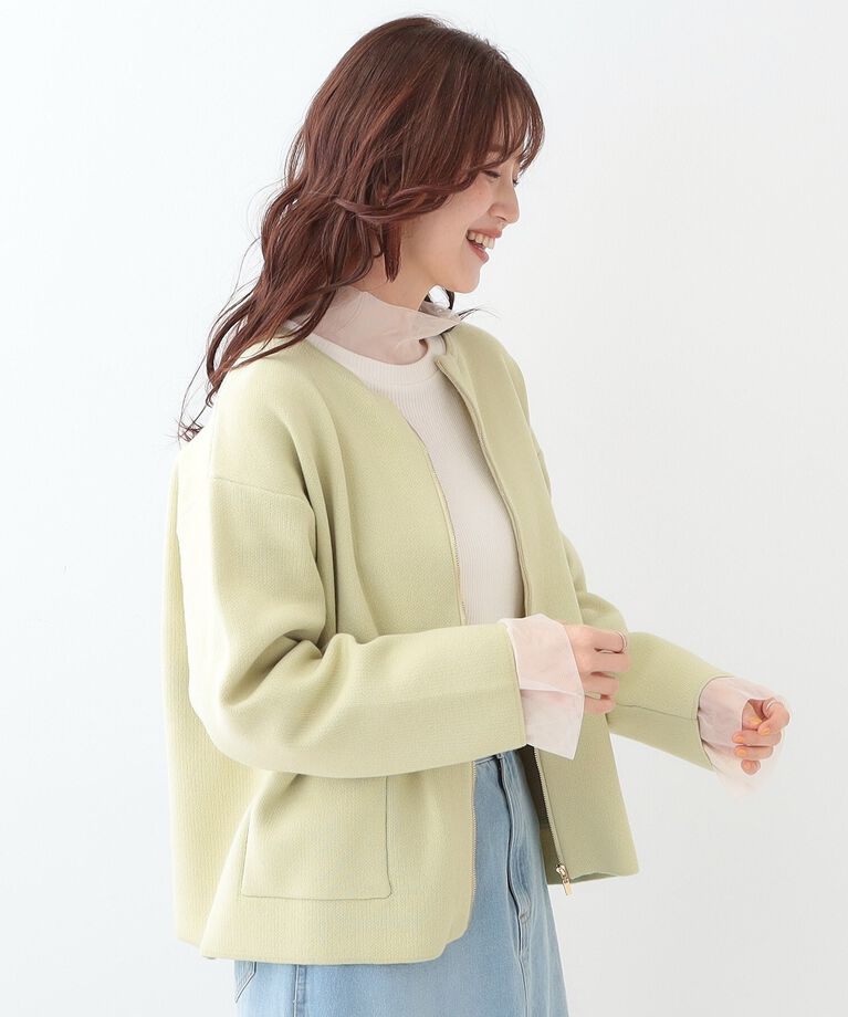 SHOO･LA･RUE「【S-LL】ジャガードZIPニットカーディガン」|カーディガン|