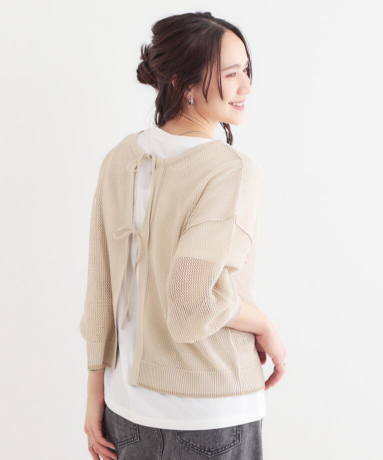SHOO･LA･RUE「【S-LL/2点セット】前後2WAYで着られるメッシュニット＋ロゴTシャツ」|その他|