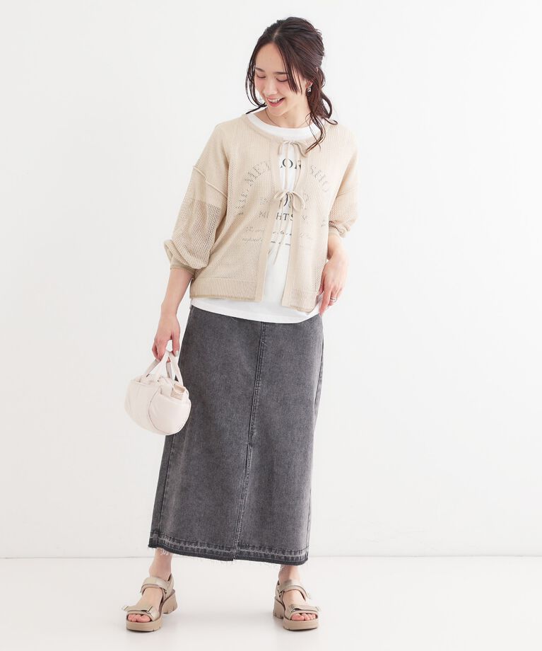 SHOO･LA･RUE「【S-LL/2点セット】前後2WAYで着られるメッシュニット＋ロゴTシャツ」|その他|