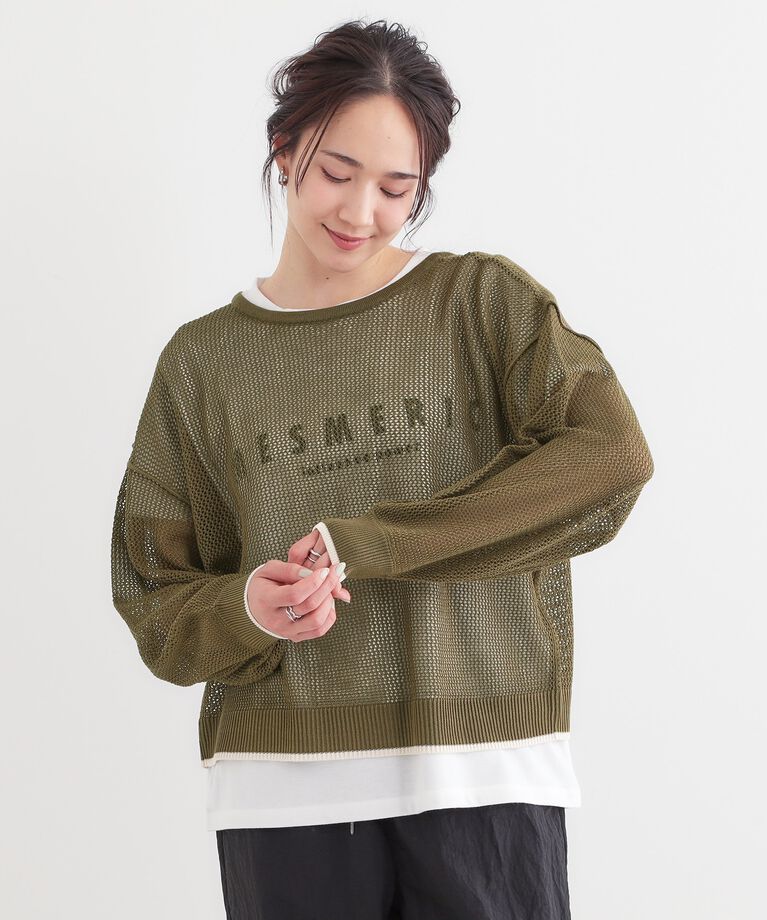 SHOO･LA･RUE「【S-LL/2点セット】前後2WAYで着られるメッシュニット＋ロゴTシャツ」|その他|