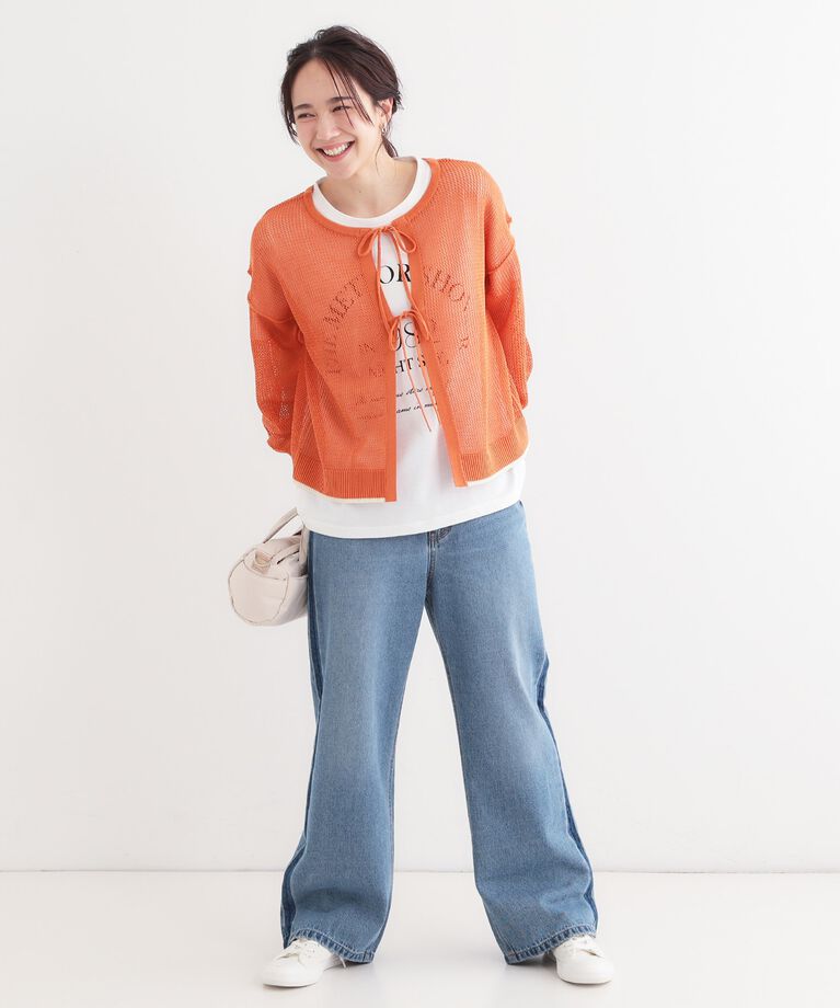 SHOO･LA･RUE「【S-LL/2点セット】前後2WAYで着られるメッシュニット＋ロゴTシャツ」|その他|