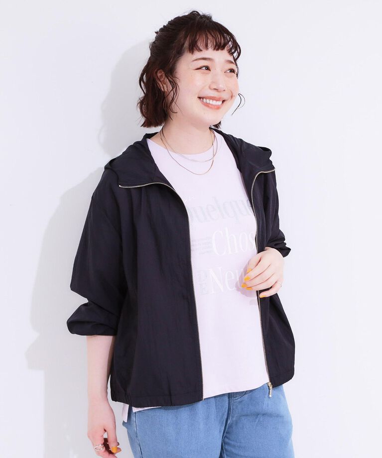 SHOO･LA･RUE「【S-LL】程よいシアー感　大人世代の軽やかフードブルゾン」|ブルゾン・スタジャン|