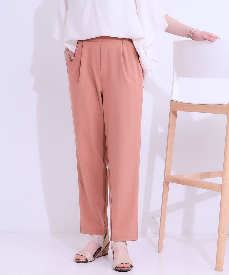 SHOO･LA･RUE「【SS-3L/ひんやり/吸水速乾/UV】軽量でさらりと穿ける テーパードパンツ」|その他|ピンク(076)