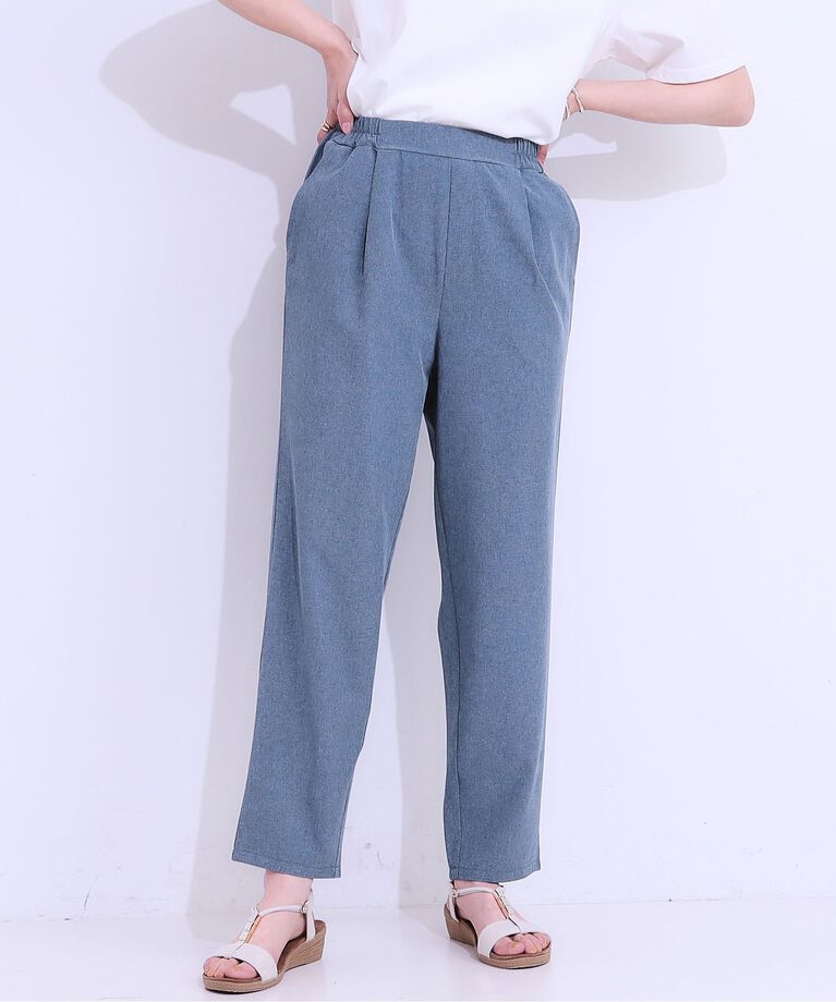SHOO･LA･RUE「【SS-3L/ひんやり/吸水速乾/UV】軽量でさらりと穿ける テーパードパンツ」|その他|ブルー(093)