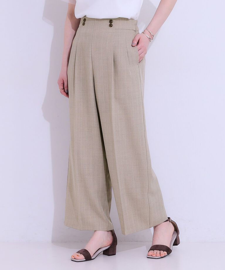 SHOO･LA･RUE「【セットアップ可】麻調ストライプワイドパンツ」|その他|
