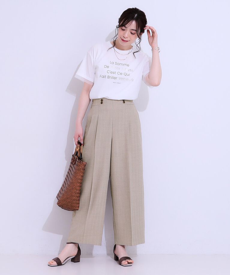SHOO･LA･RUE「【セットアップ可】麻調ストライプワイドパンツ」|その他|