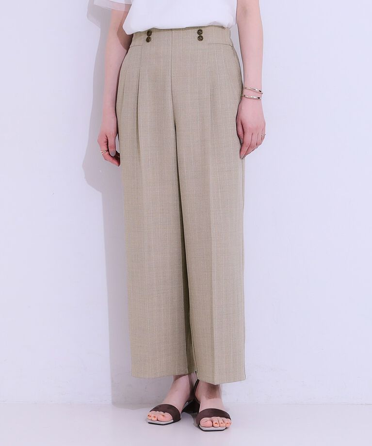 SHOO･LA･RUE「【セットアップ可】麻調ストライプワイドパンツ」|その他|