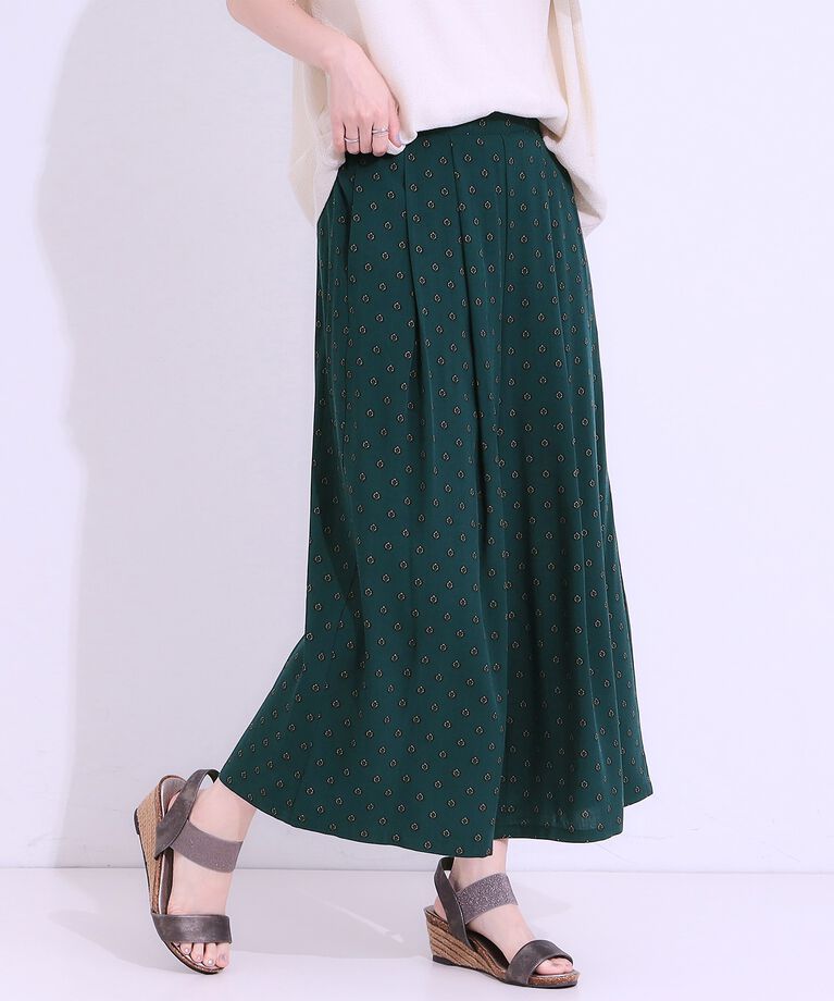 SHOO･LA･RUE「【シューアイス】麻調アソート柄ガウチョパンツ」|その他|グリーン(422)