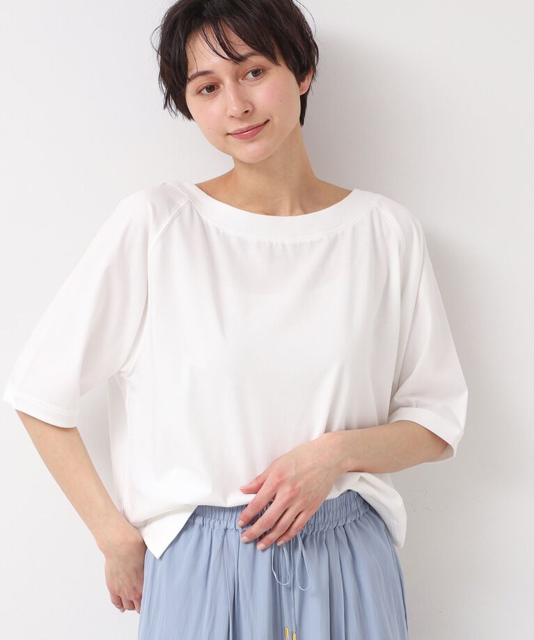 Dessin「【接触冷感・UV・洗える】裾リブスリット五分袖カットソー」|Tシャツ・カットソー|