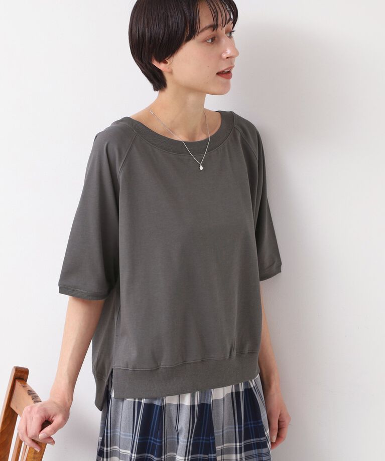 Dessin「【接触冷感・UV・洗える】裾リブスリット五分袖カットソー」|Tシャツ・カットソー|