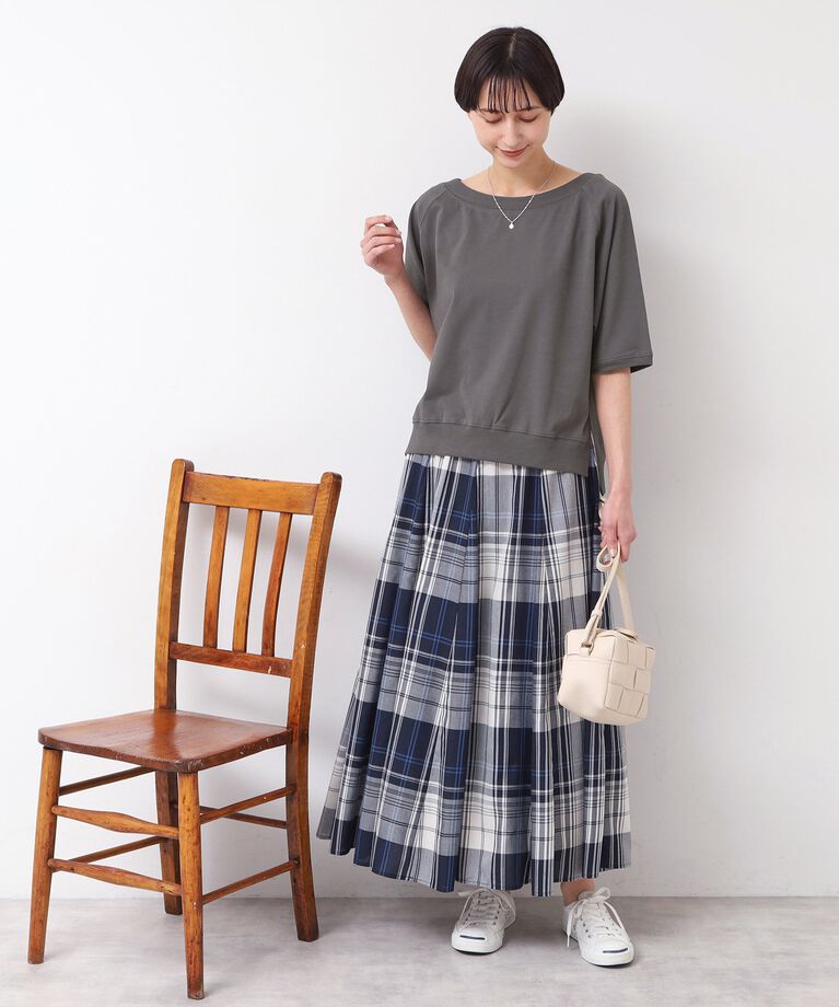 Dessin「【接触冷感・UV・洗える】裾リブスリット五分袖カットソー」|Tシャツ・カットソー|
