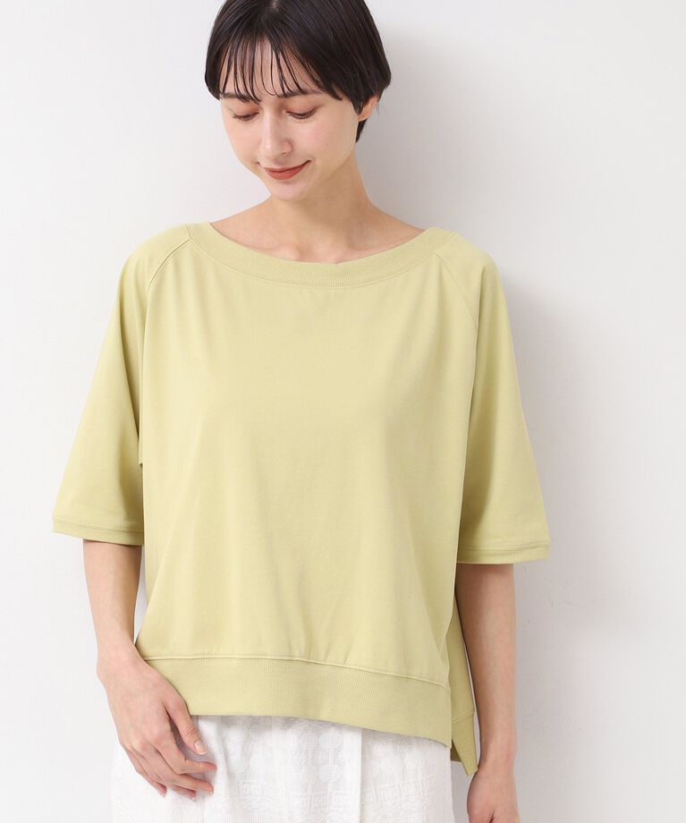 Dessin「【接触冷感・UV・洗える】裾リブスリット五分袖カットソー」|Tシャツ・カットソー|ライトイエロー(03