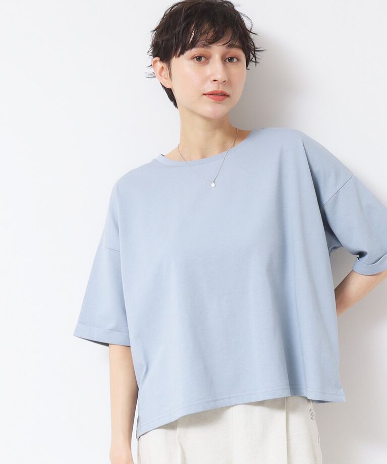 Dessin「【二の腕カバー・接触冷感】ロールアップスリーブTシャツ（XS～L）」|Tシャツ・カットソー|