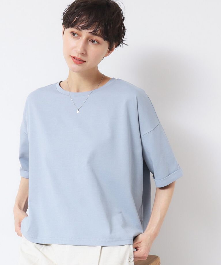 Dessin「【二の腕カバー・接触冷感】ロールアップスリーブTシャツ（XS～L）」|Tシャツ・カットソー|
