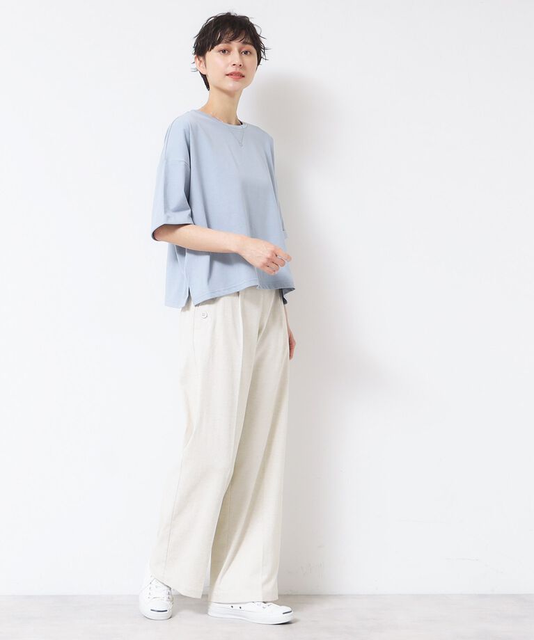 Dessin「【二の腕カバー・接触冷感】ロールアップスリーブTシャツ（XS～L）」|Tシャツ・カットソー|