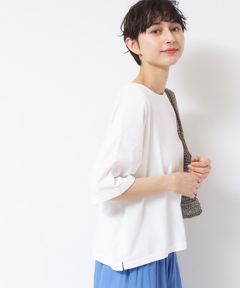 Dessin「【二の腕カバー・接触冷感】ロールアップスリーブTシャツ（XS～L）」|Tシャツ・カットソー|