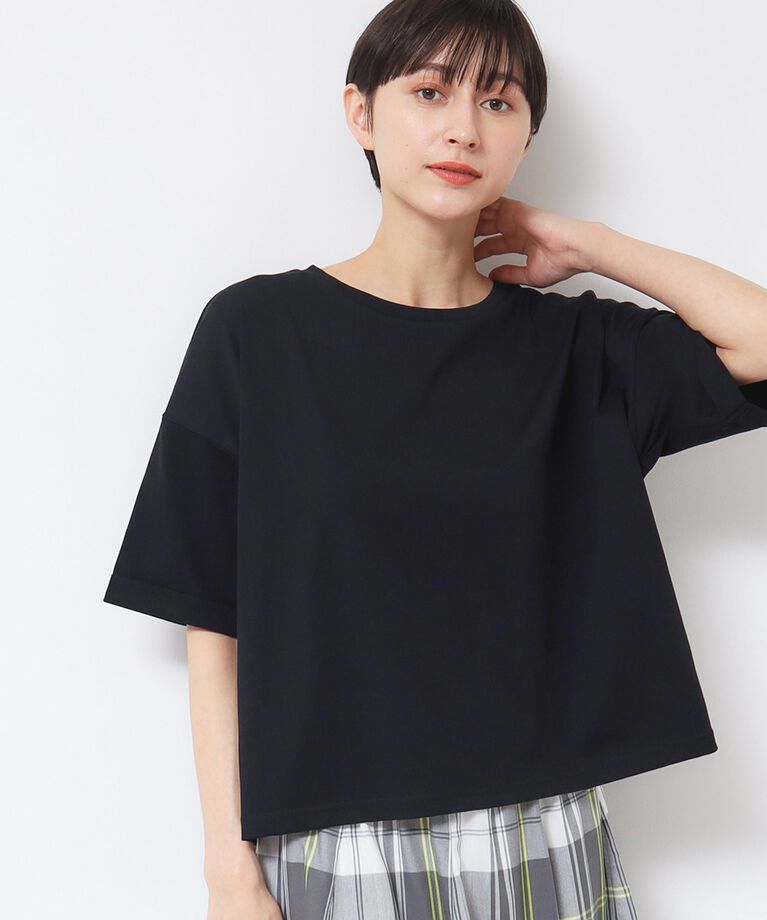Dessin「【二の腕カバー・接触冷感】ロールアップスリーブTシャツ（XS～L）」|Tシャツ・カットソー|ブラック(019)