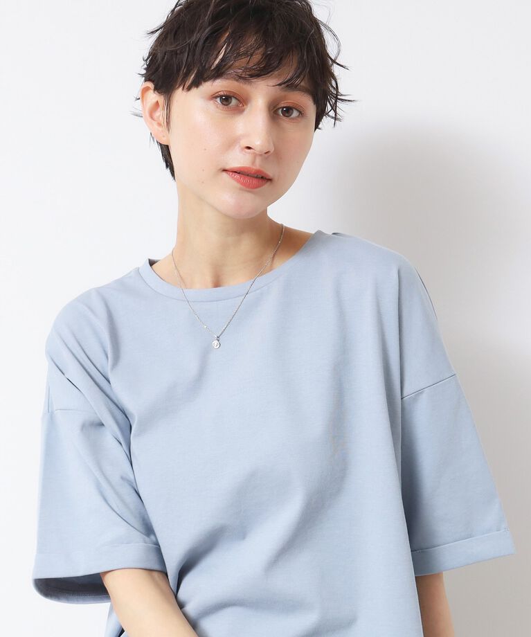 Dessin「【二の腕カバー・接触冷感】ロールアップスリーブTシャツ（XS～L）」|Tシャツ・カットソー|ブルー(091)