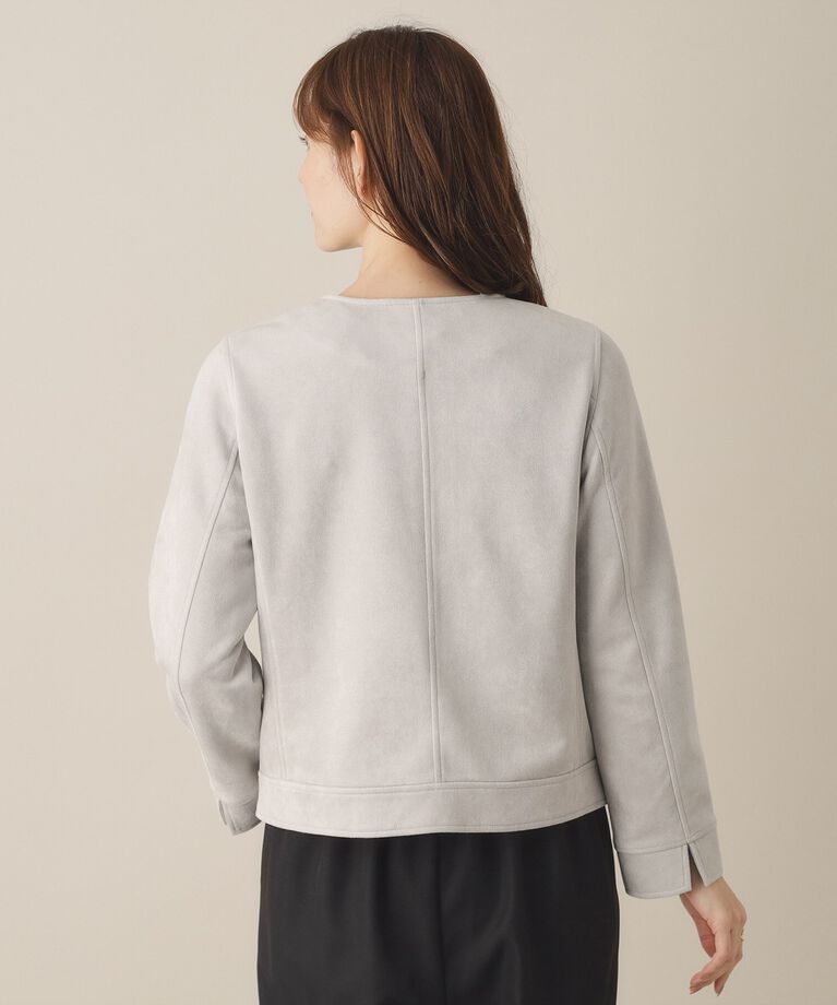 ITS’DEMO「【通勤／M・Lサイズ展開】カットフェイクスエードジャケット」|ノーカラージャケット|