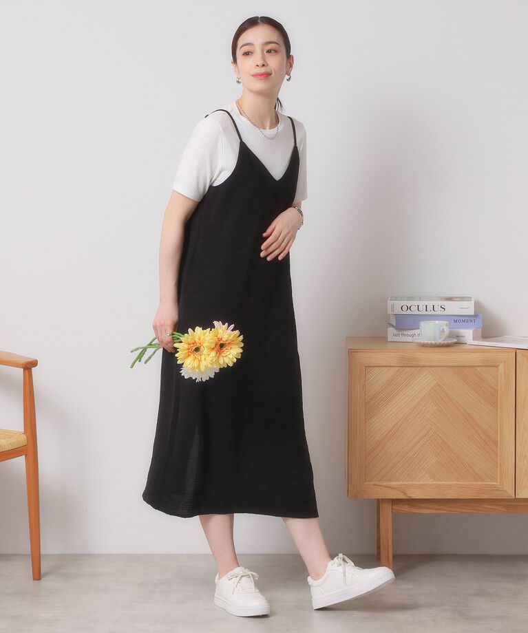 ITS’DEMO「【接触冷感／吸水速乾／洗濯機OK／イージーケア】ジレ×キャミワンピースセット＜ラク服シリーズ＞」|ワンピース|