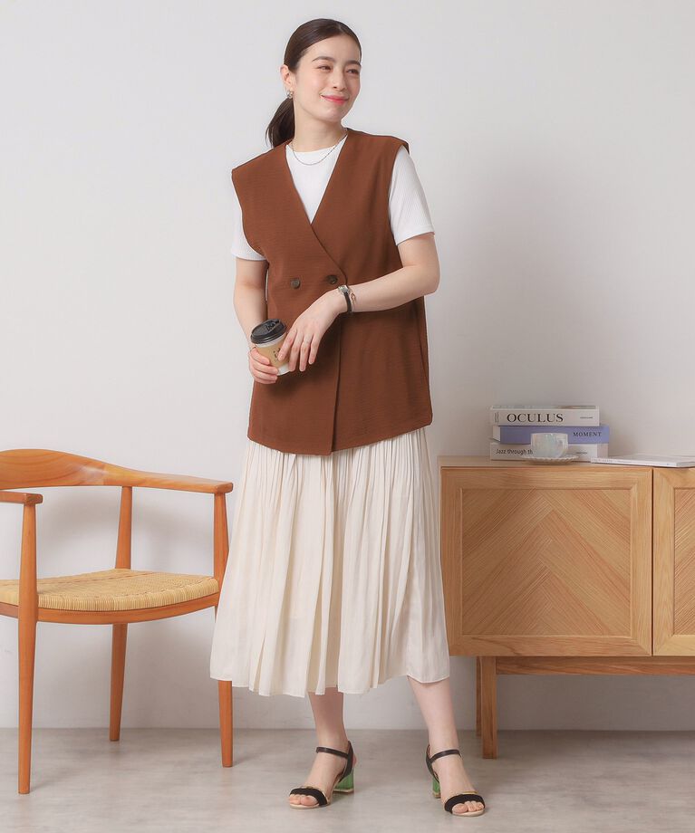 ITS’DEMO「【接触冷感／吸水速乾／洗濯機OK／イージーケア】ジレ×キャミワンピースセット＜ラク服シリーズ＞」|ワンピース|