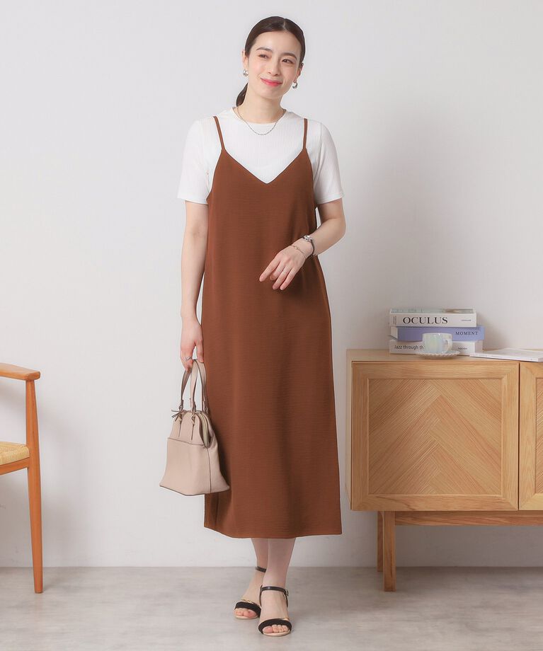 ITS’DEMO「【接触冷感／吸水速乾／洗濯機OK／イージーケア】ジレ×キャミワンピースセット＜ラク服シリーズ＞」|ワンピース|