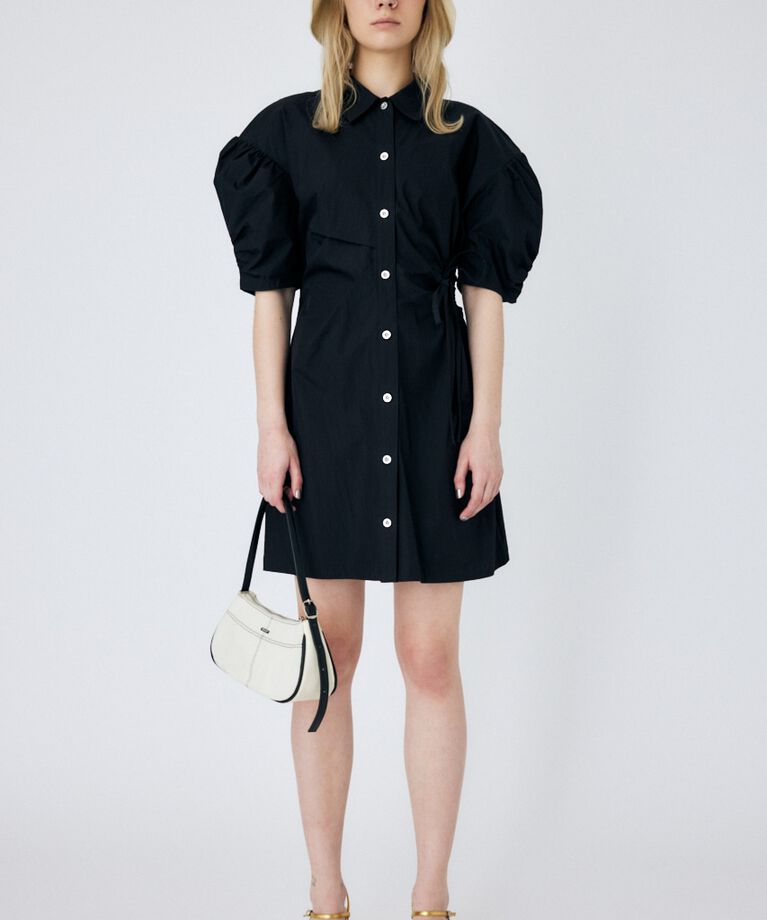 MOUSSY「SIDE OPEN SHIRT ミニドレス」|ワンピース|BLK