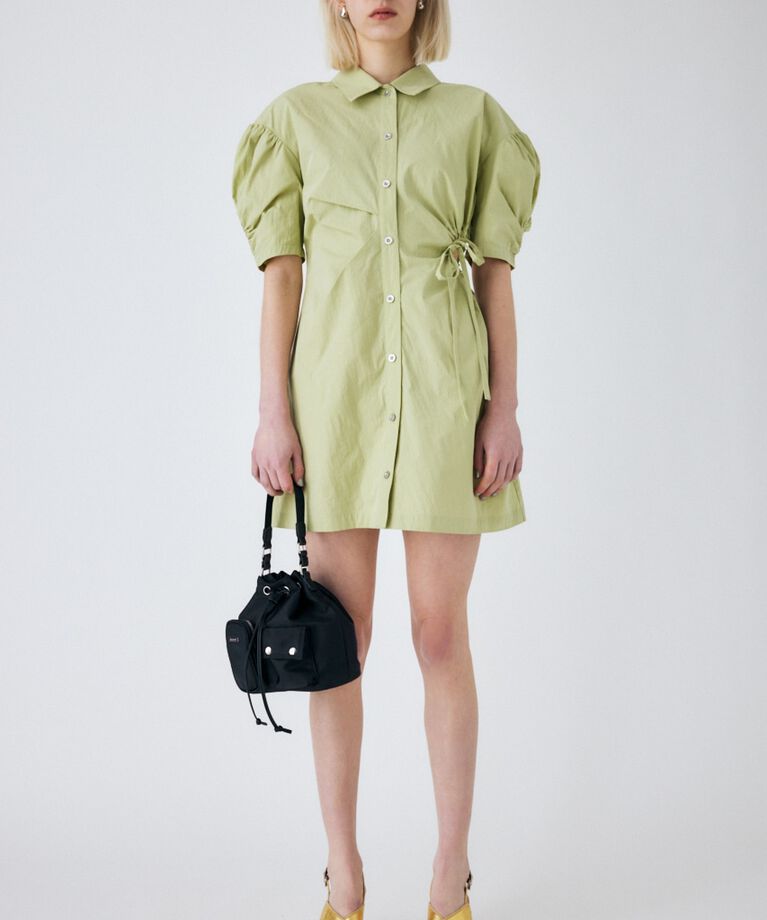 MOUSSY「SIDE OPEN SHIRT ミニドレス」|ワンピース|L/GRN1