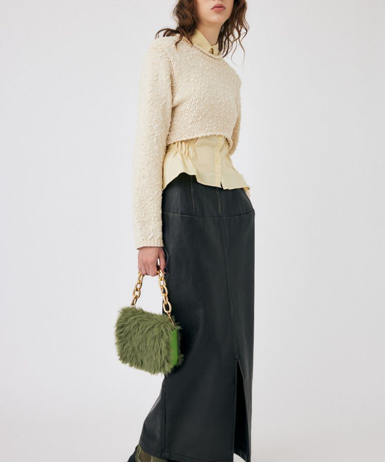 MOUSSY「WIDE SLEEVE CROPPED ニット」|ニット・セーター|