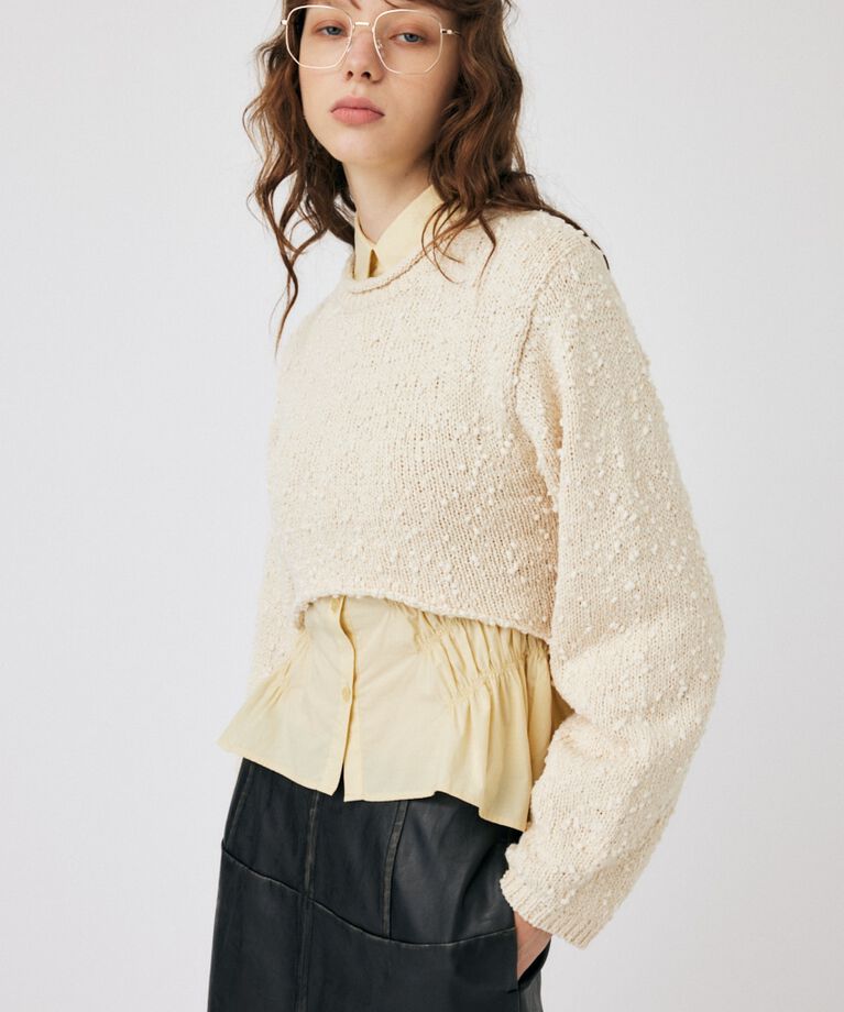 MOUSSY「WIDE SLEEVE CROPPED ニット」|ニット・セーター|