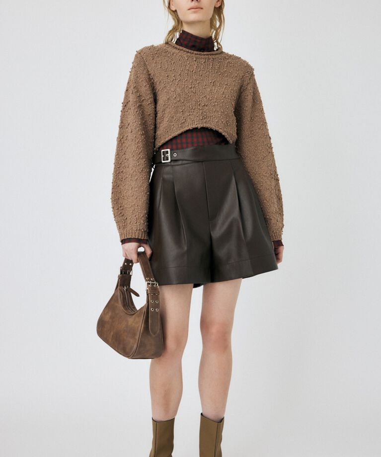 MOUSSY「WIDE SLEEVE CROPPED ニット」|ニット・セーター|