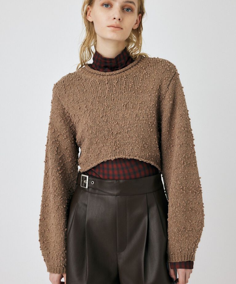 MOUSSY「WIDE SLEEVE CROPPED ニット」|ニット・セーター|