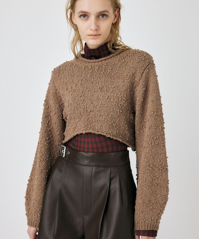 MOUSSY「WIDE SLEEVE CROPPED ニット」|ニット・セーター|