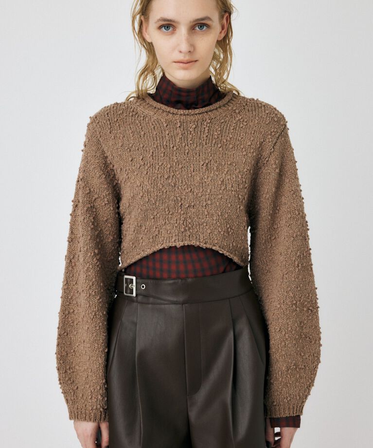 MOUSSY「WIDE SLEEVE CROPPED ニット」|ニット・セーター|