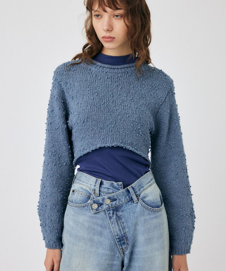 MOUSSY「WIDE SLEEVE CROPPED ニット」|ニット・セーター|