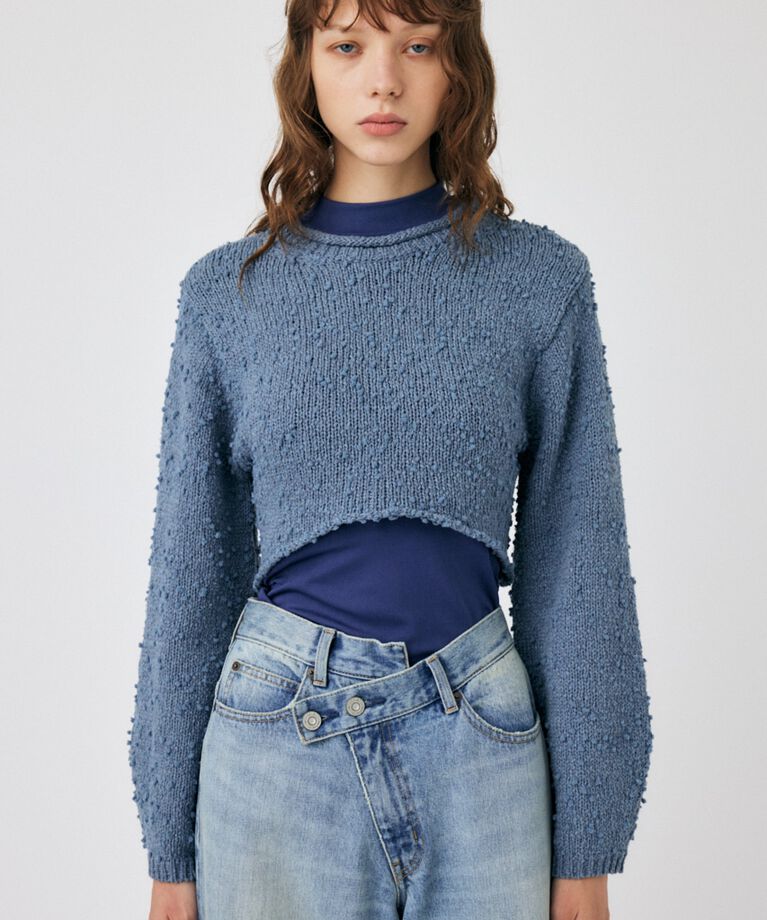 MOUSSY「WIDE SLEEVE CROPPED ニット」|ニット・セーター|