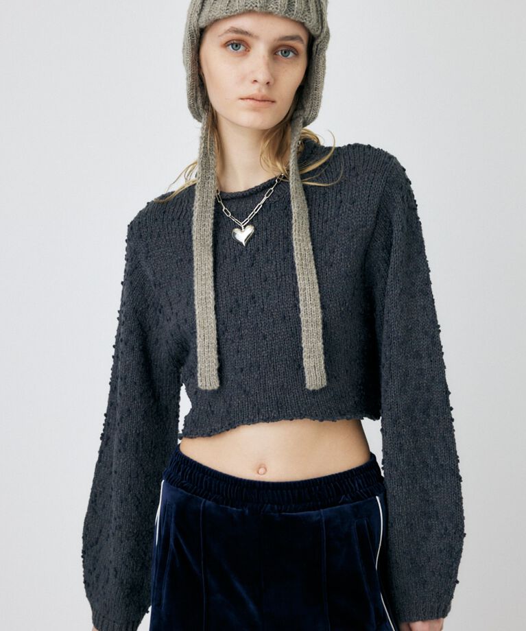 MOUSSY「WIDE SLEEVE CROPPED ニット」|ニット・セーター|