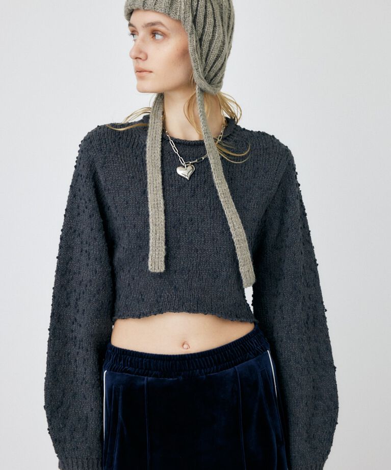 MOUSSY「WIDE SLEEVE CROPPED ニット」|ニット・セーター|