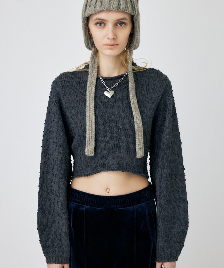 MOUSSY「WIDE SLEEVE CROPPED ニット」|ニット・セーター|