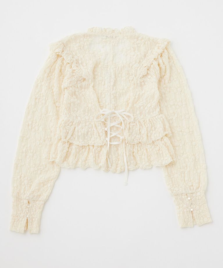 MOUSSY「RUFFLE LACY CUT ブラウス」|Tシャツ・カットソー|