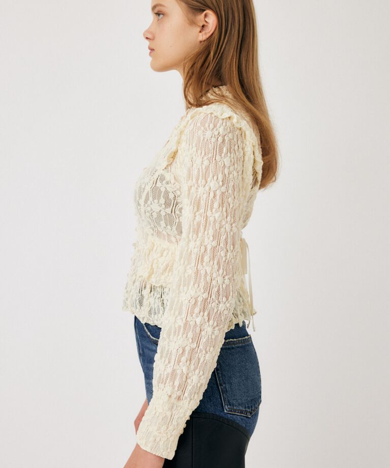 MOUSSY「RUFFLE LACY CUT ブラウス」|Tシャツ・カットソー|