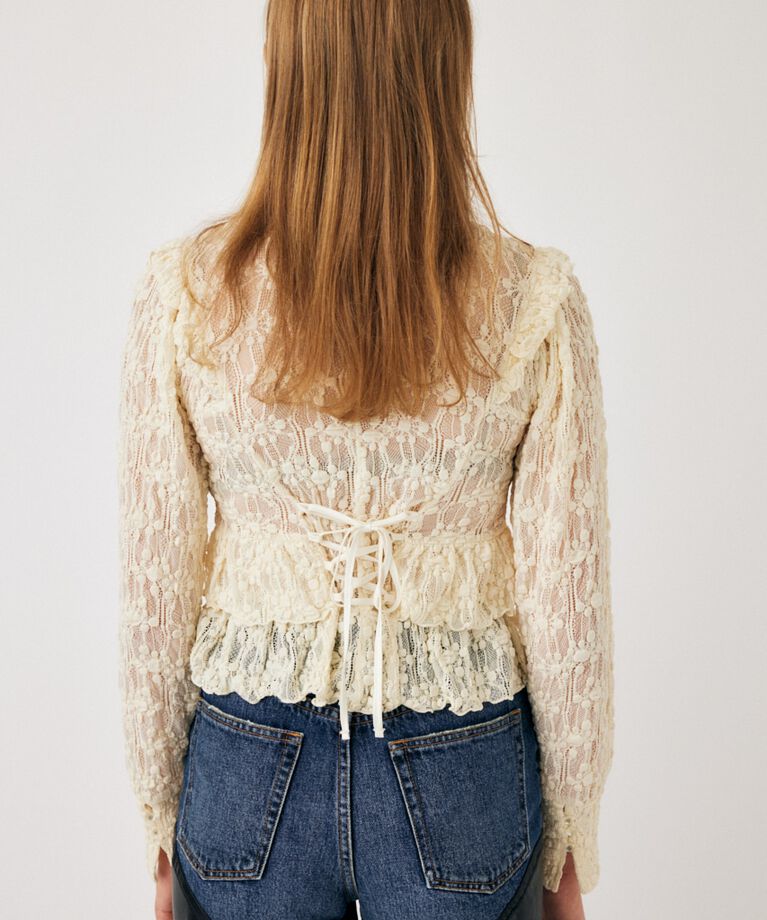 MOUSSY「RUFFLE LACY CUT ブラウス」|Tシャツ・カットソー|