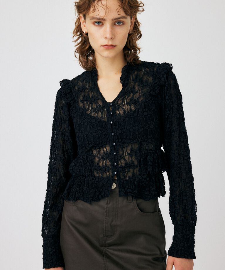 MOUSSY「RUFFLE LACY CUT ブラウス」|Tシャツ・カットソー|