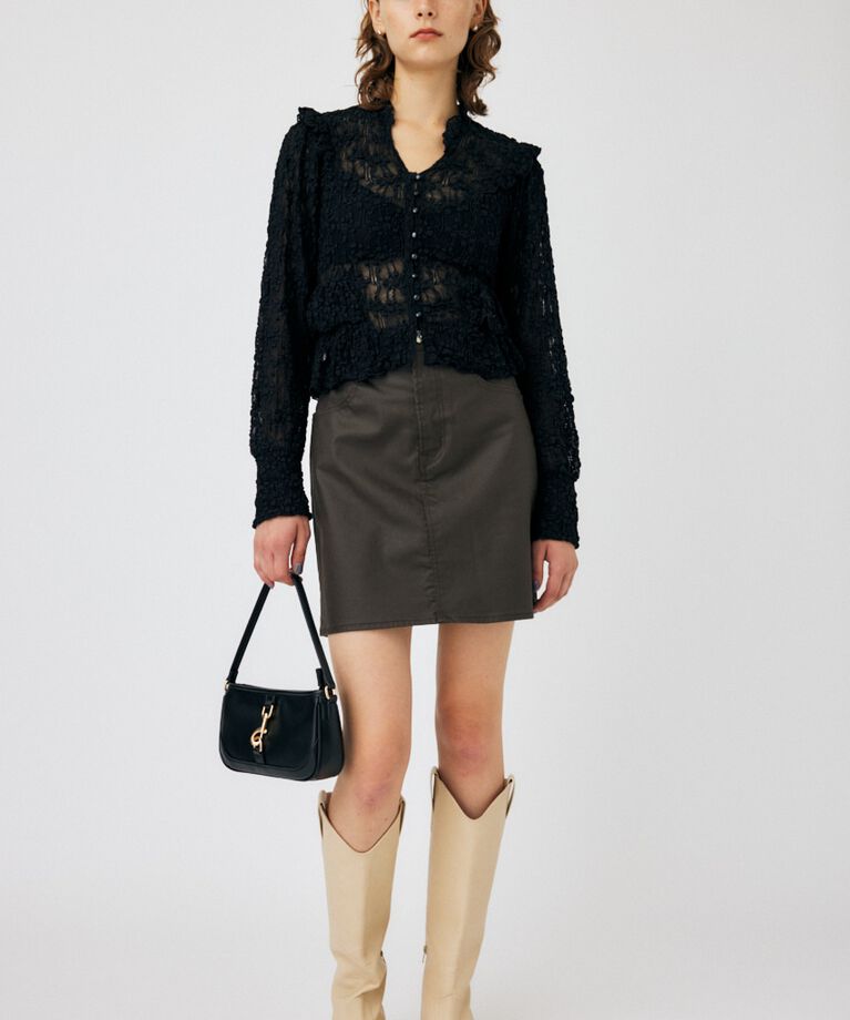 MOUSSY「RUFFLE LACY CUT ブラウス」|Tシャツ・カットソー|