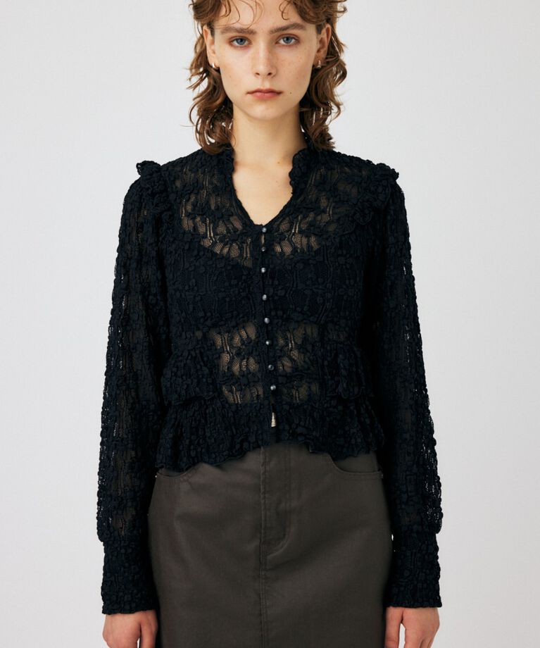 MOUSSY「RUFFLE LACY CUT ブラウス」|Tシャツ・カットソー|