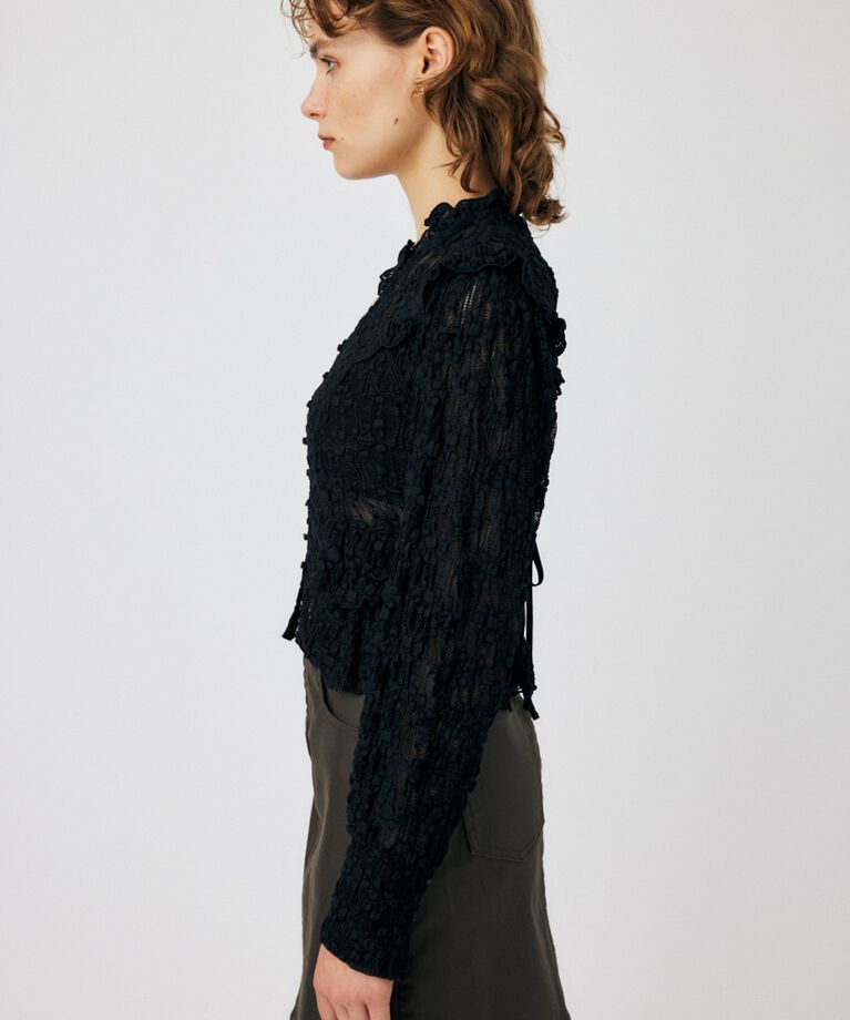 MOUSSY「RUFFLE LACY CUT ブラウス」|Tシャツ・カットソー|