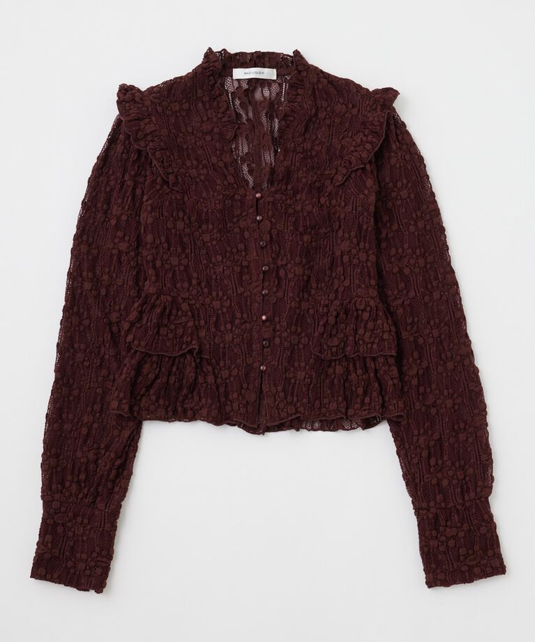 MOUSSY「RUFFLE LACY CUT ブラウス」|Tシャツ・カットソー|