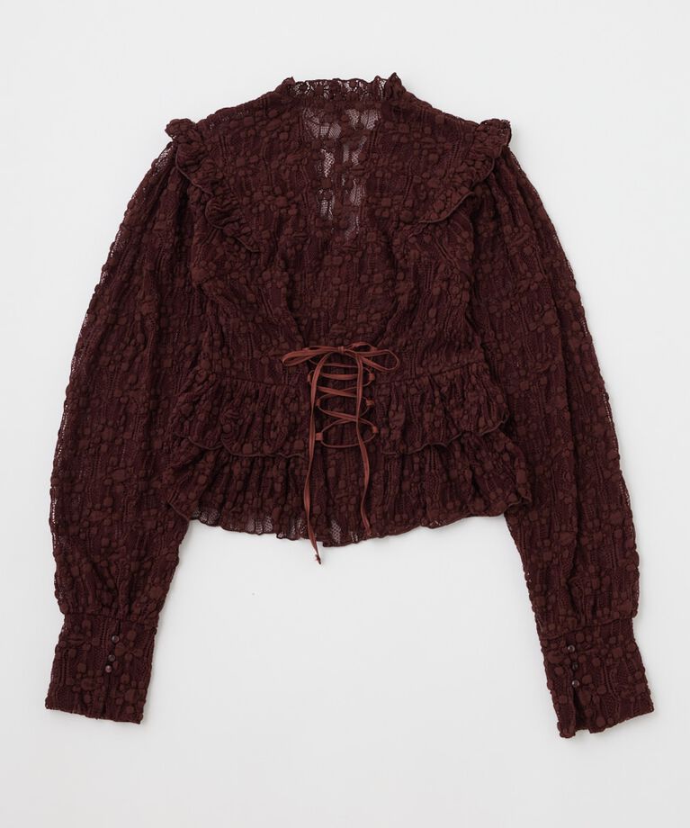 MOUSSY「RUFFLE LACY CUT ブラウス」|Tシャツ・カットソー|