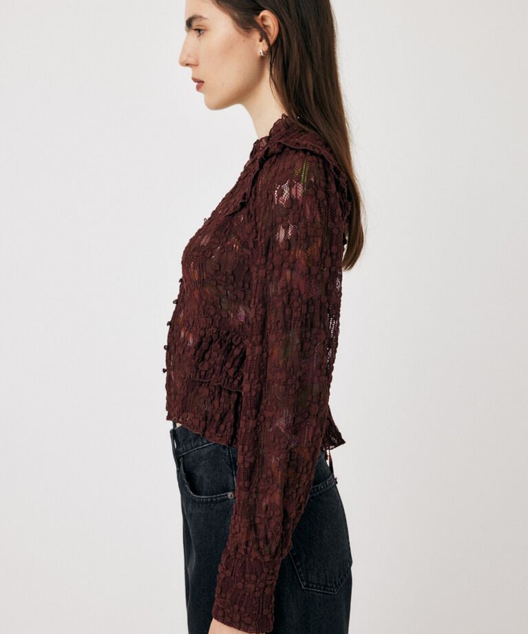 MOUSSY「RUFFLE LACY CUT ブラウス」|Tシャツ・カットソー|